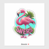 Stickers Flamant rose pour ordinateur portable et (Feuille)