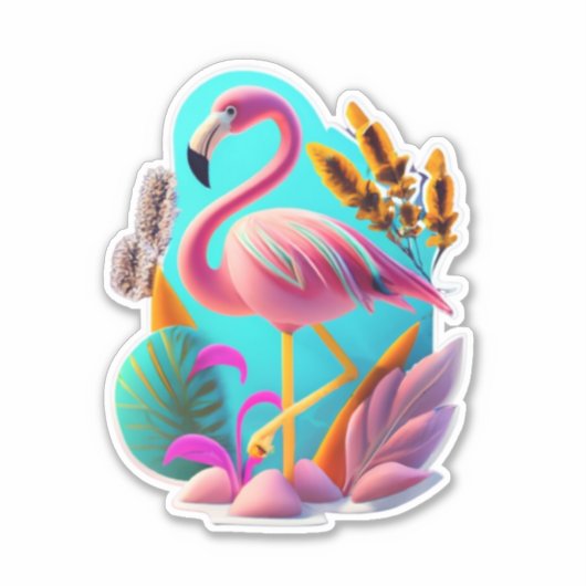 Stickers Flamant rose pour ordinateur portable et  (Devant)