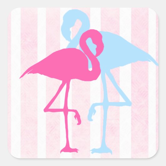 Stickers Flamant rose rose et bleu (Devant)