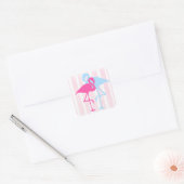 Stickers Flamant rose rose et bleu (Enveloppe)
