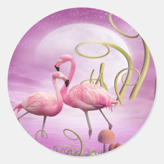 Stickers Flamants roses roses Whimsical (Devant)