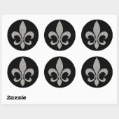 Stickers Fleur de lis argent et noir (Feuille)