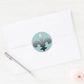 Stickers Fleur de Lis rond ARGENT (Enveloppe)