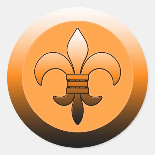 Stickers Fleur de Lis rond ORANGE (Devant)