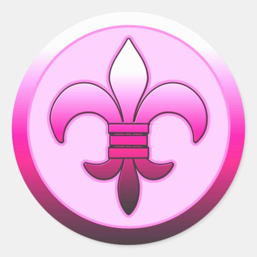 Stickers Fleur de Lis ronde ROSE (Devant)