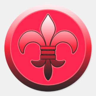 Stickers Fleur de Lis ronde ROUGE