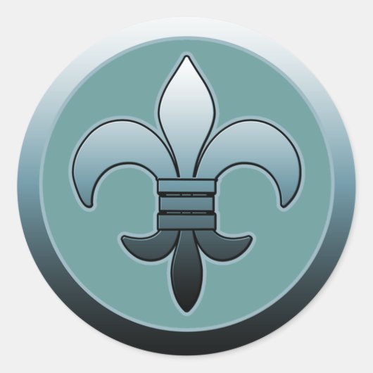 Stickers Fleur de Lis ronde SOFT BLEU (Devant)