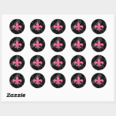 Stickers Fleur De Lis Rose et Noir (Feuille)