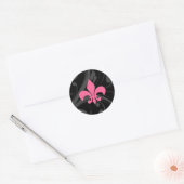 Stickers Fleur De Lis Rose et Noir (Enveloppe)