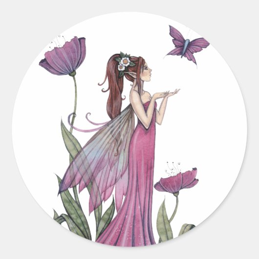 Stickers Fleur violette et Papillon (Devant)
