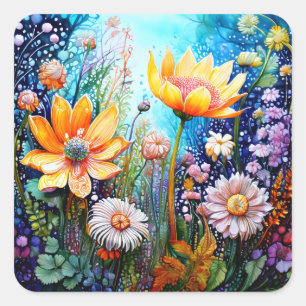Stickers Fleurs colorées