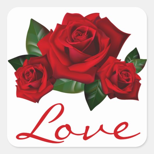 Stickers Fleurs de Rose Rouge Floral Love (Devant)