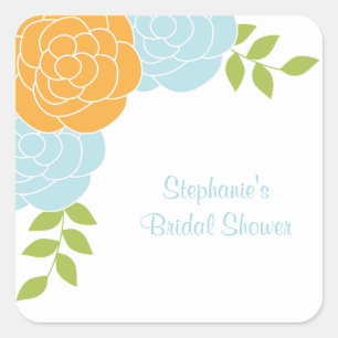 Stickers Floral Bleu et Orange