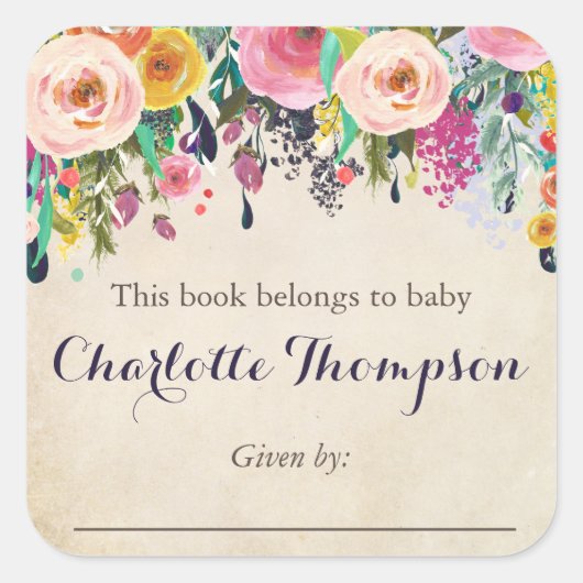 Stickers floral coloré pour Baby shower (Devant)