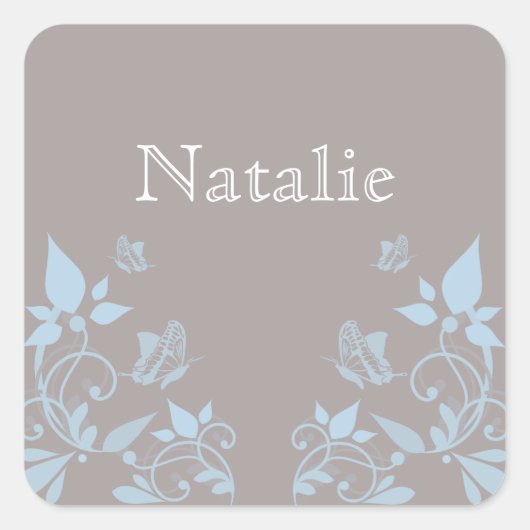 Stickers Floral Papillon bleu (Devant)