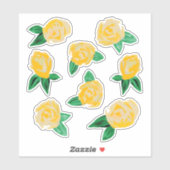 Stickers Floral Roses Jaunes (Feuille)