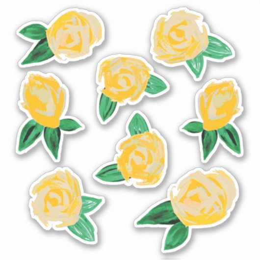 Stickers Floral Roses Jaunes (Devant)