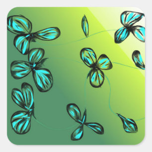 Stickers Floral Vert Bleu