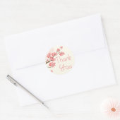 Stickers floraux Merci rose cerisier (Enveloppe)