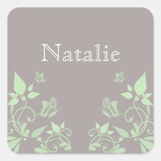 Stickers floraux papillon vert (Devant)