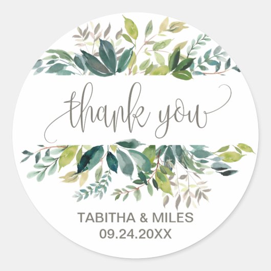 Stickers Foliage Merci de mariage Favoriser (Devant)