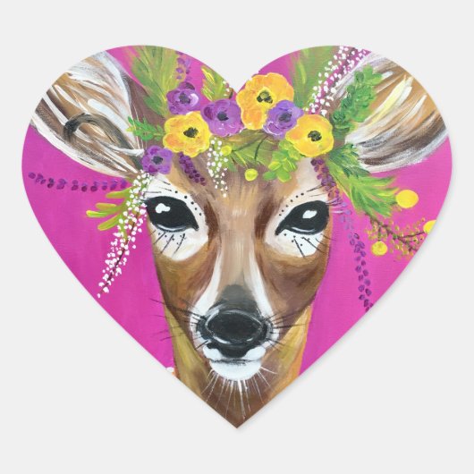 Stickers forme coeur cerf (Devant)