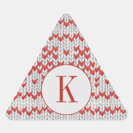 Stickers forme triangle KNIT NORD ROUGE + Initiale (Devant)