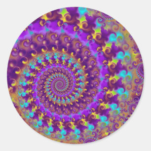 Stickers - Fou Fractal Purple terquoise jaune