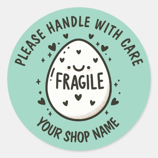 Stickers Fragile Oeuf Cute Personnalisé (Devant)