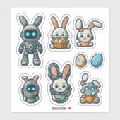 Stickers Futuristes de Pâques Cute Bunny (Feuille)