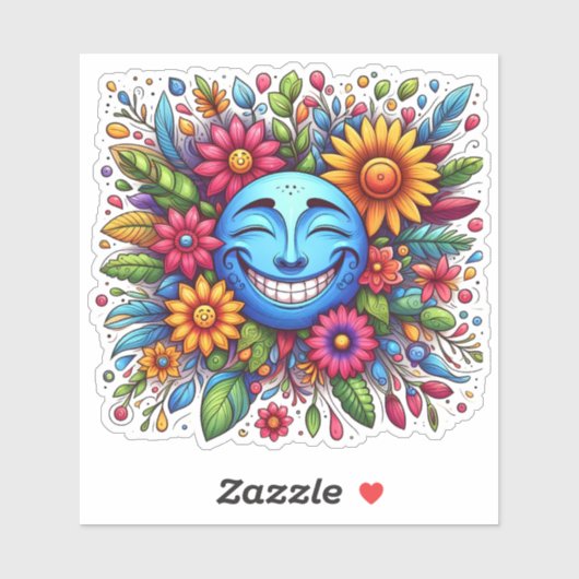 Stickers gais avec une lune souriante (Feuille)