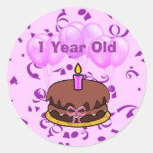 Stickers gâteau ultra mignon 1 ans Anniversaire (Devant)