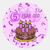 Stickers gâteau ultra mignon 5 ans Anniversaire (Devant)