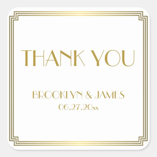 Stickers Gatsby Art Déco White Gold Wedding (Devant)