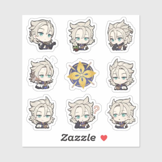 Stickers Genshin Impact Chibi Albedo (Feuille)