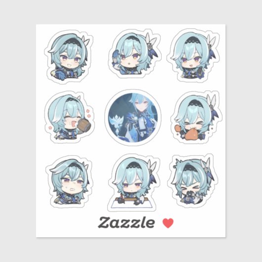 Stickers Genshin Impact Chibi Eula (Feuille)