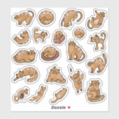 Stickers Ginger-Cat mignons (Feuille)