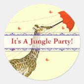Stickers Giraffe Flying Whimsical Red Umbrella (Devant)