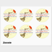 Stickers Giraffe Flying Whimsical Red Umbrella (Feuille)