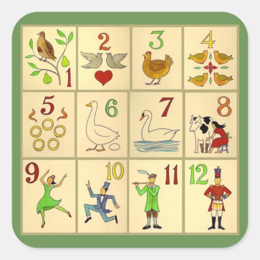 Stickers, Glanzend, Groot, 3 inch KERSTMIS FOLK AR Vierkante Sticker (Voorkant)