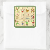 Stickers, Glanzend, Groot, 3 inch KERSTMIS FOLK AR Vierkante Sticker (Tas)