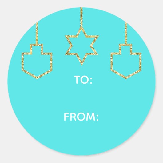 Stickers "Glittered Star & Dreidel" Happy Chanukah (Voorkant)