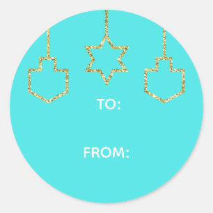 Stickers "Glittered Star & Dreidel" Happy Chanukah