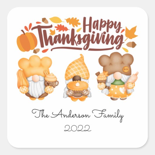 Stickers Gnome Personnalisé bon thanksgiving (Devant)