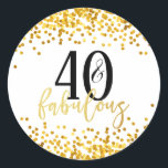 Stickers Gold 40 et Fabulous 40th Birthday Party<br><div class="desc">Les stickers Confetti Gold 40 et Fabulous 40th Birthday Party sont personnalisables. Changez le "40" pour qu'il corresponde à votre âge et ajoutez même un nom. Les couleurs peuvent aussi être changées. Produits correspondants disponibles.</div>
