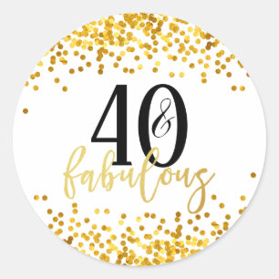 Stickers Gold 40 et Fabulous 40th Birthday Party