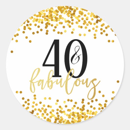 Stickers Gold 40 et Fabulous 40th Birthday Party (Devant)