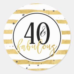 Stickers Gold 40 et Fabulous 40th Birthday Party