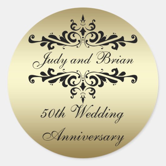 Stickers Gold Black 50th Mariage Anniversaire (Devant)