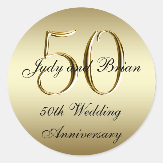 Stickers Gold Black 50th Mariage Anniversaire (Devant)